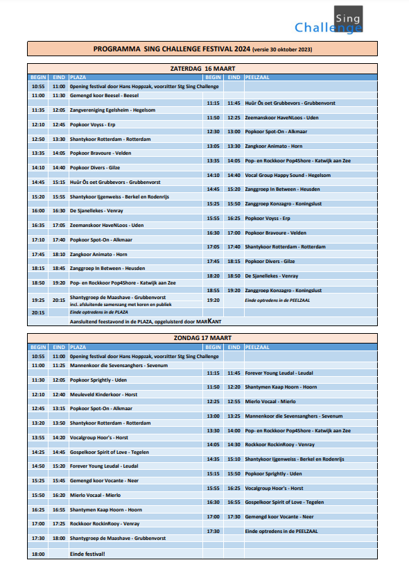 Programma Singchallenge